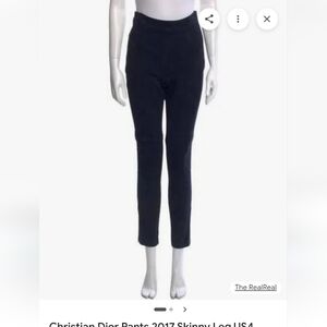 Vintage Christian Dior Black Knit skinny straight leg wool legging pants black 6